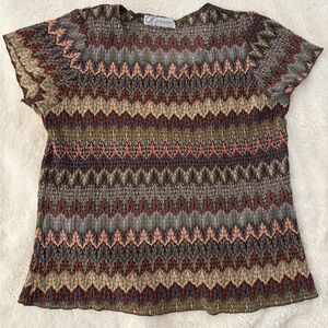 dressbarn Zigzag Patterned Short Sleeve Top